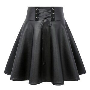 High Waist Pleated Mini Skirt A-Line Style 100% Polyester